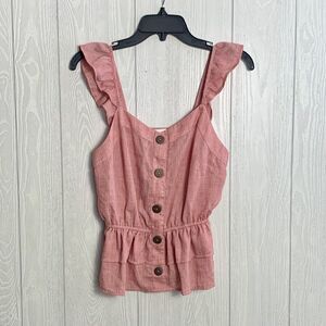 Madison & Berkeley Red Ruffle Sleeveless Top Small NWOT